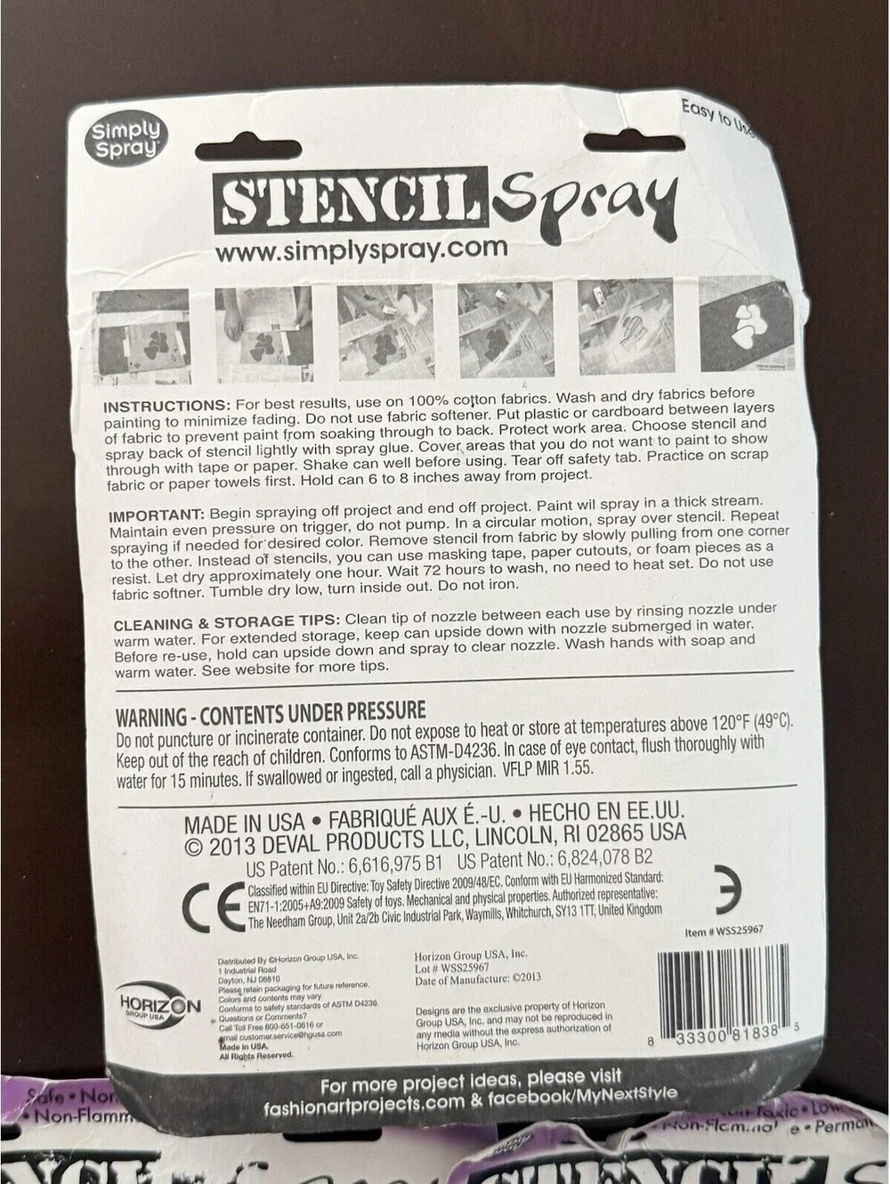 (7)  Simply Spray Fabric Stencil Spray Paint NOS Orange Blue Deep Purple